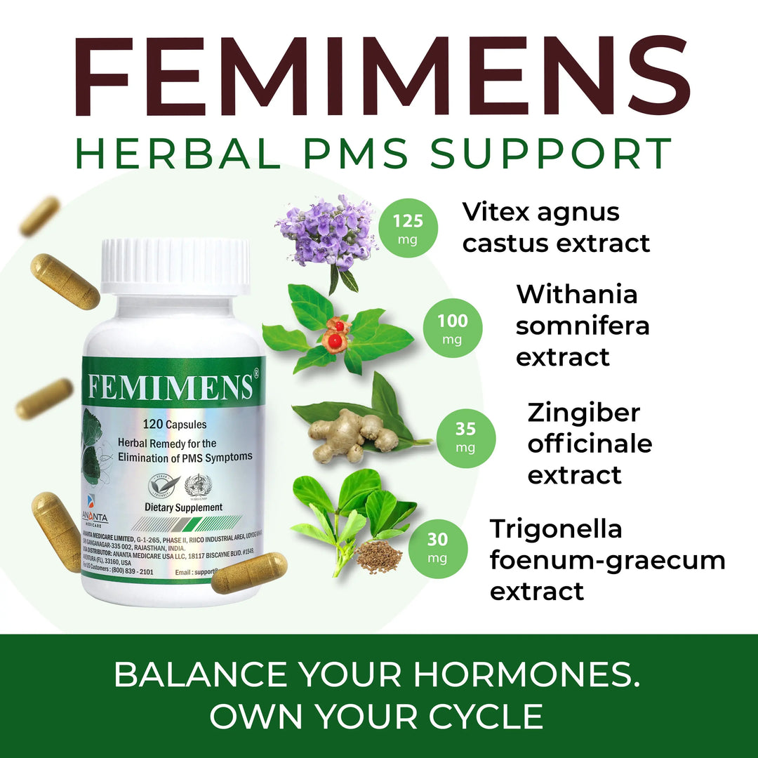 FEMIMENS – Women’s Wellness & Cycle Support Health Formula, 120 Caps - Ananta H&B