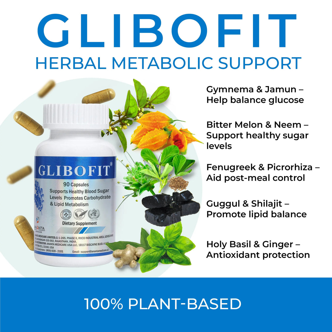 GLIBOFIT – Healthy Carb & Fat Metabolism Support, 90 Vegan Caps Ananta Medicare