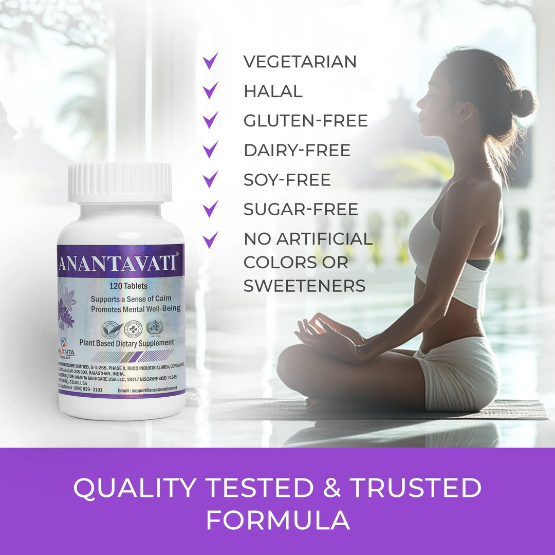 ANANTAVATI – Bacopa Sleep & Stress Relief Support, 120 Veg Tablets Ananta Medicare