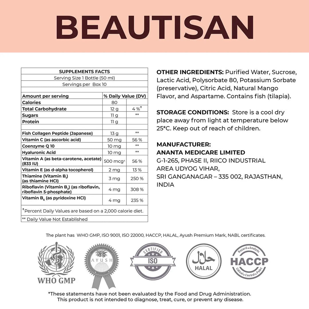 Beautisan - Innovative Premium Collagen Complex (10 Bottles x 50mL) - Ananta H&B